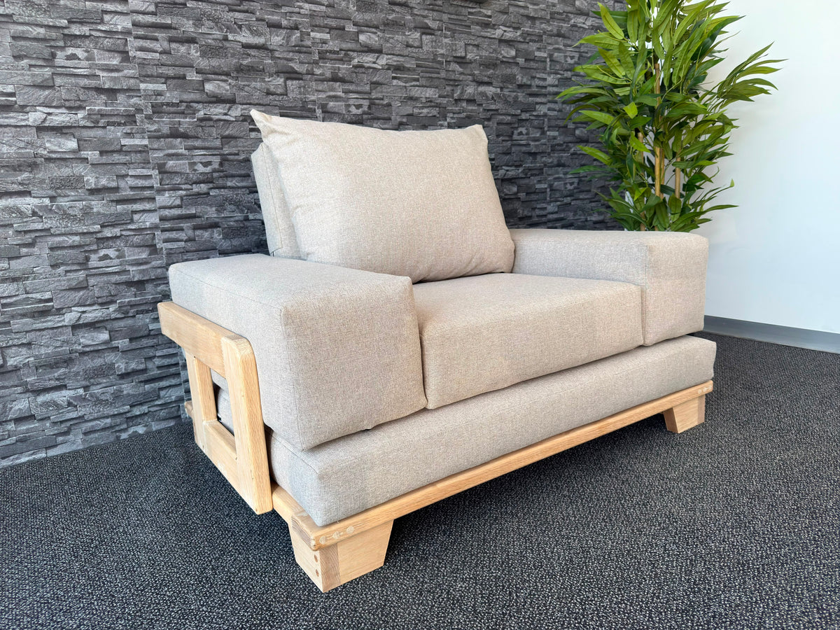 Handcrafted red oak base detail
