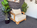 Cavura 1 Seater Patio Sofa in solution-dyed Clario outdoor fabric on a solid Iroko frame
