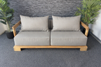 Varela 2 Seater Patio Sofa in FibreGuard outdoor fabric on a solid Iroko frame