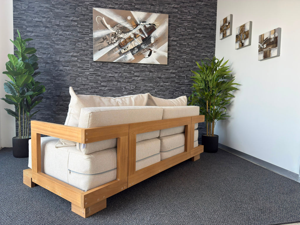 Cavura 2 Seater Patio Sofa, additional view of the solid Iroko frame