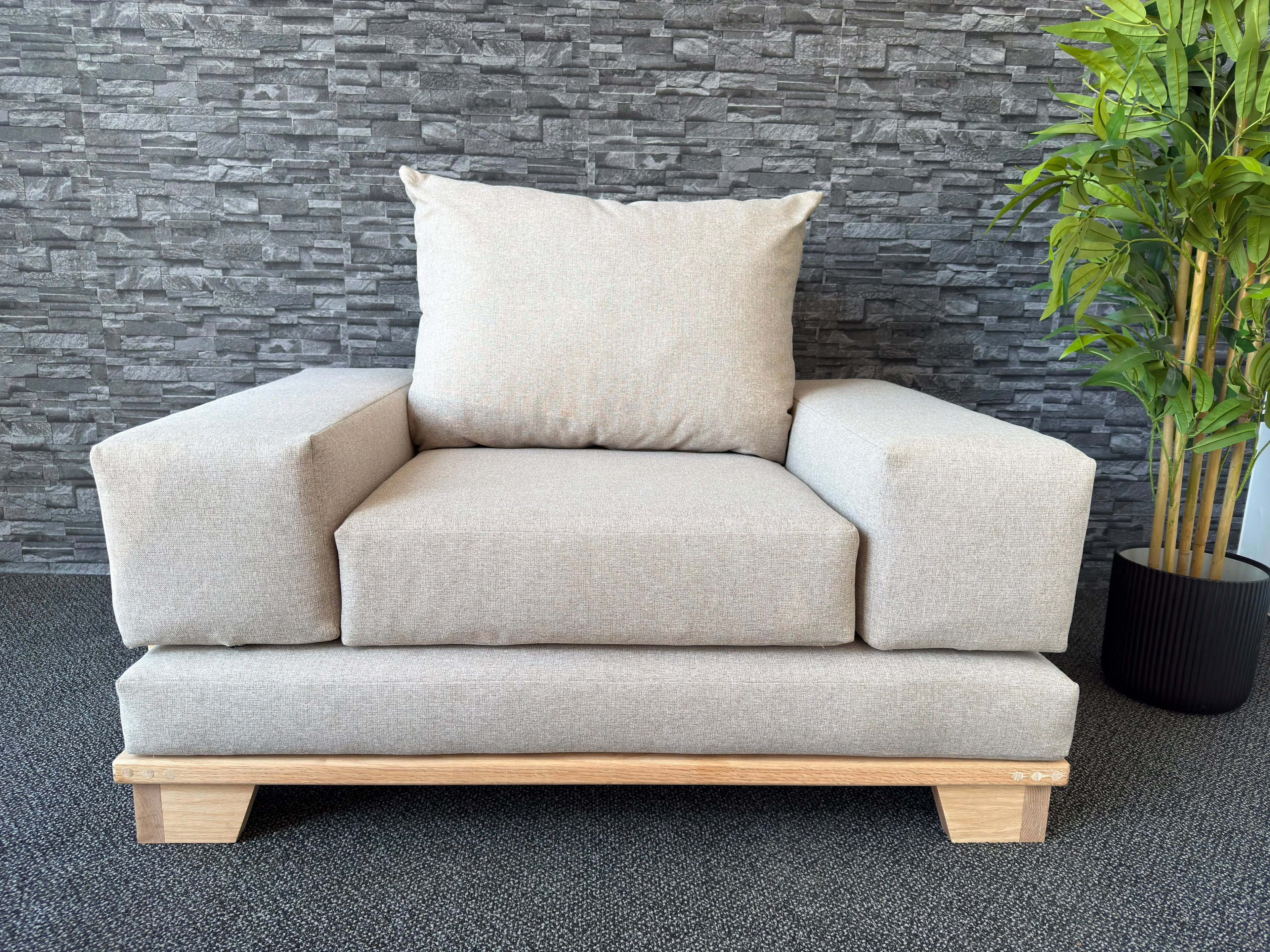 Velorra Ardin 1-Seater sofa in Ardin fabric on a handcrafted solid Red Oak base